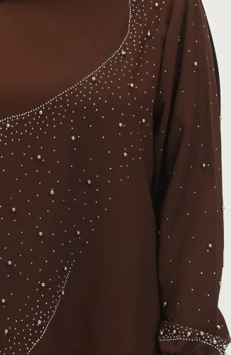 Avondjurk Met Steenprint 0407-04 Bruin 0407-04