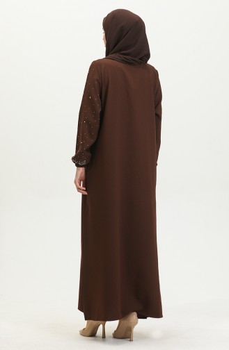 Abendkleid Mit Steinmuster 0407-04 Braun 0407-04