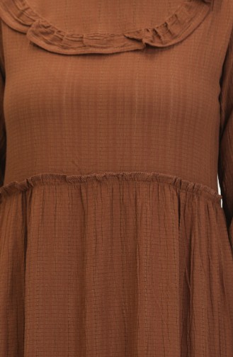 Robe Droite à Volants 0405-03 Marron 0405-03