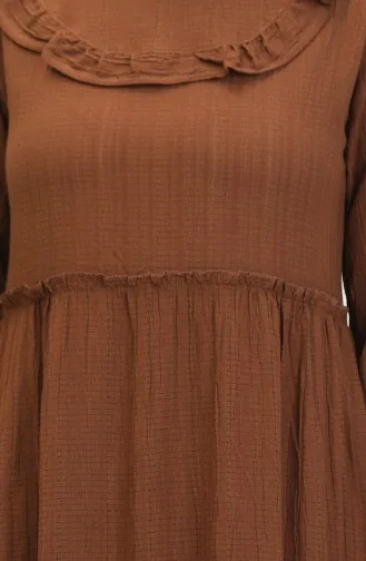 Robe Droite à Volants 0405-03 Marron 0405-03