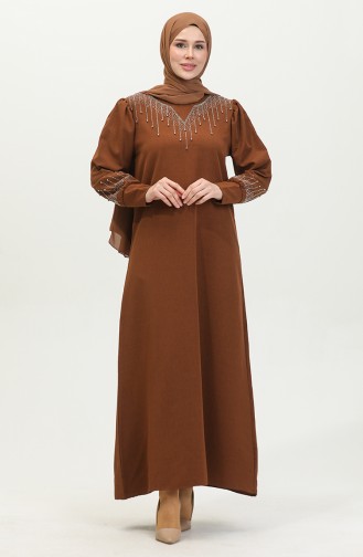Steinbedrucktes Kleid 0406-01 Braun 0406-01