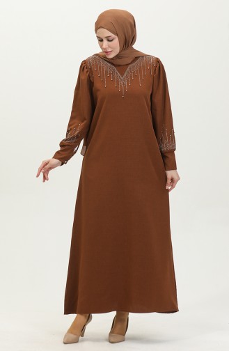 Steinbedrucktes Kleid 0406-01 Braun 0406-01
