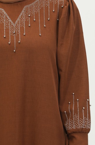 Steinbedrucktes Kleid 0406-01 Braun 0406-01