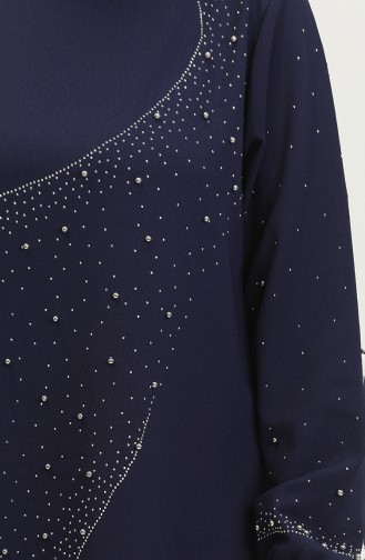 Abendkleid Mit Steinmuster 0407-02 Marineblau 0407-02