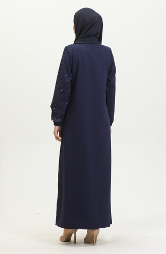Abendkleid Mit Steinmuster 0407-02 Marineblau 0407-02