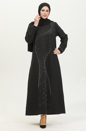 Robe De Soirée Imprimée Pierre 0407-03 Noir 0407-03