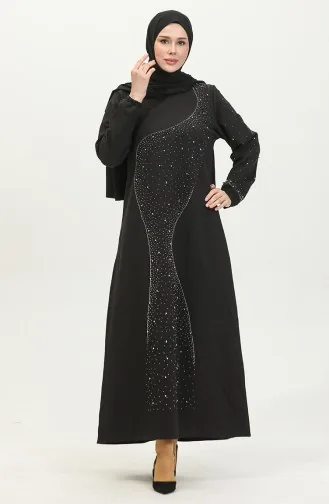 Abendkleid Mit Steindruck 0407-03 Schwarz 0407-03