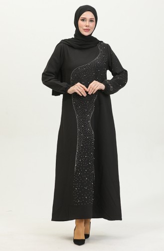 Robe De Soirée Imprimée Pierre 0407-03 Noir 0407-03