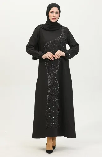 Abendkleid Mit Steindruck 0407-03 Schwarz 0407-03