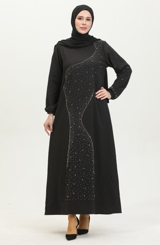 Robe De Soirée Imprimée Pierre 0407-03 Noir 0407-03