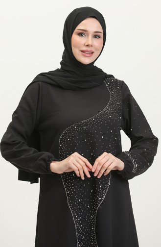 Robe De Soirée Imprimée Pierre 0407-03 Noir 0407-03