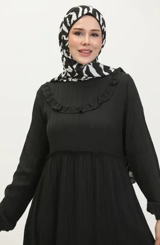 فستان بتصميم سادة 0405-02 لون أسود 0405-02