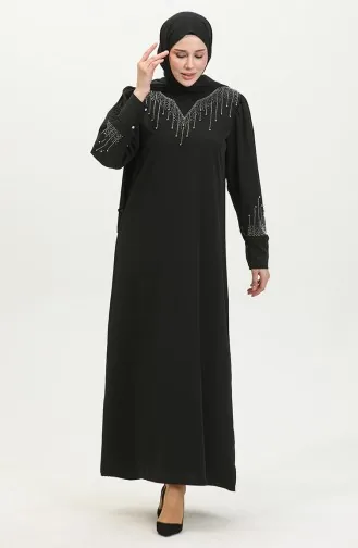 Jurk Met Steenprint 0406-02 Zwart 0406-02