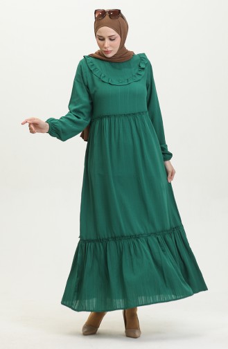 Robe à Volants 0405-04 Vert Emeraude 0405-04