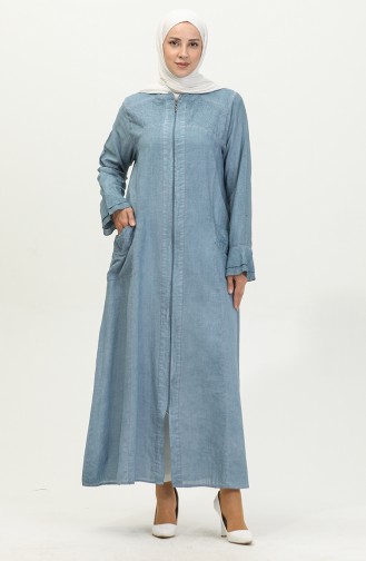 Abaya Authentique Tissu Şile 8877-06 Bleu Glace 8877-06