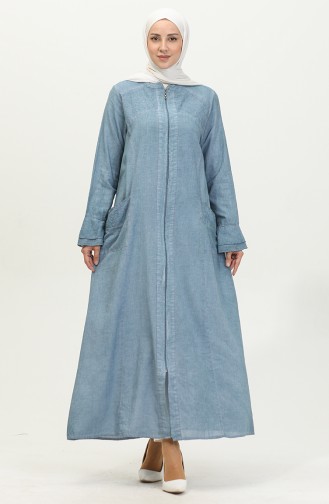 Abaya Authentique Tissu Şile 8877-06 Bleu Glace 8877-06