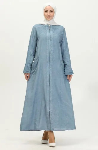Abaya Authentique Tissu Şile 8877-06 Bleu Glace 8877-06