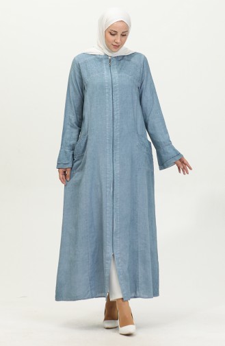 Abaya Authentique Tissu Şile 8877-06 Bleu Glace 8877-06