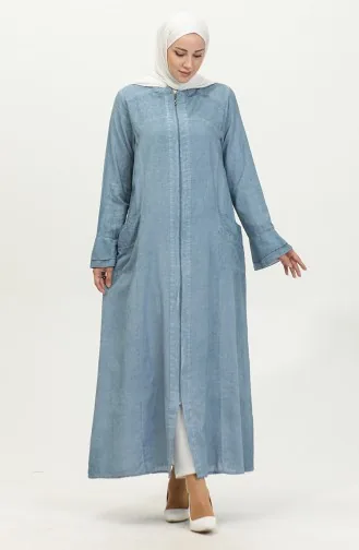 Abaya Authentique Tissu Şile 8877-06 Bleu Glace 8877-06