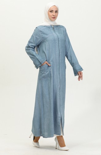 Abaya Authentique Tissu Şile 8877-06 Bleu Glace 8877-06