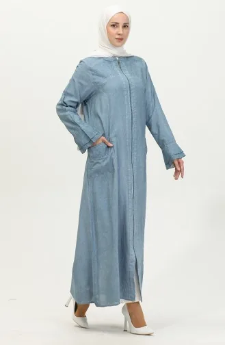 Abaya Authentique Tissu Şile 8877-06 Bleu Glace 8877-06