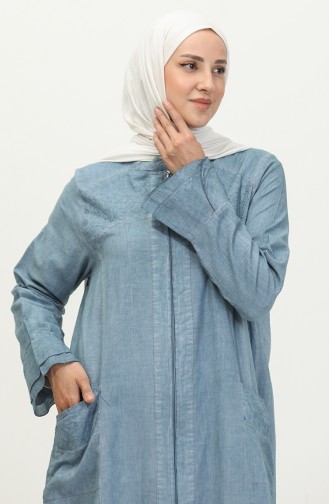 Abaya Authentique Tissu Şile 8877-06 Bleu Glace 8877-06
