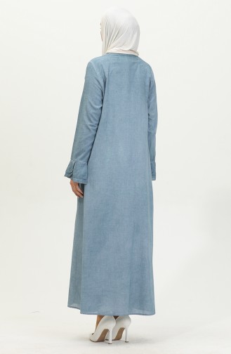 Abaya Authentique Tissu Şile 8877-06 Bleu Glace 8877-06