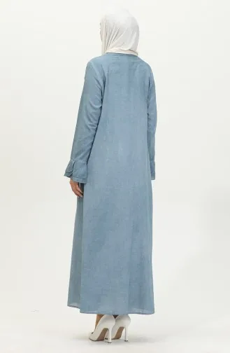 Abaya Authentique Tissu Şile 8877-06 Bleu Glace 8877-06