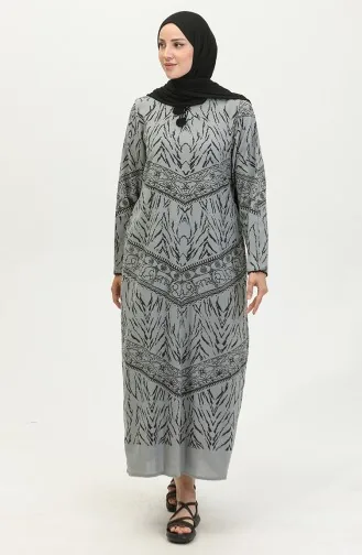 Şile Fabric Patterned Dress 4444-03 Almond Green 4444-09