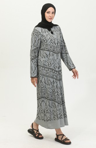 Robe à Motifs En Tissu 4444-09 Gris 4444-09