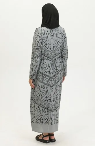 Şile Fabric Patterned Dress 4444-03 Almond Green 4444-09