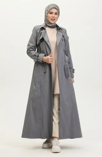 Vivezza Double Breasted Front Back Cape Lined Topcoat 6714-20 Gray 6714-20