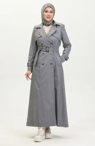 Vivezza Double Breasted Front Back Cape Lined Topcoat 6714-20 Gray 6714-20