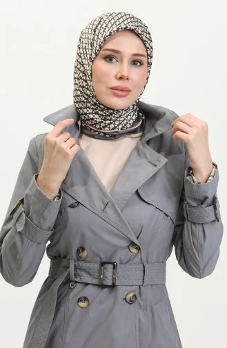 Vivezza Double Breasted Front Back Cape Lined Topcoat 6714-20 Gray 6714-20