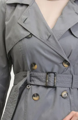 Vivezza Double Breasted Front Back Cape Lined Topcoat 6714-20 Gray 6714-20