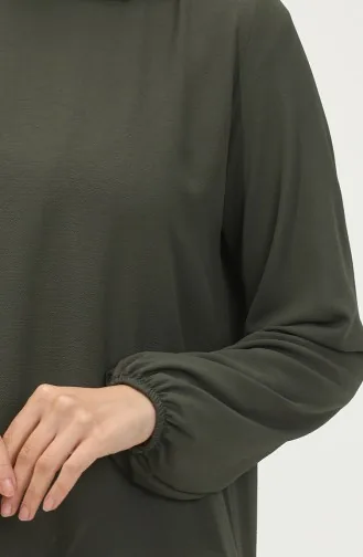 تونيك عربي بتصميم موصول بقبعة 1692-06 لون كاكي 1692-06