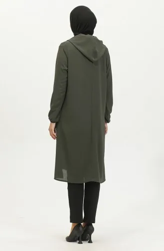 تونيك عربي بتصميم موصول بقبعة 1692-06 لون كاكي 1692-06
