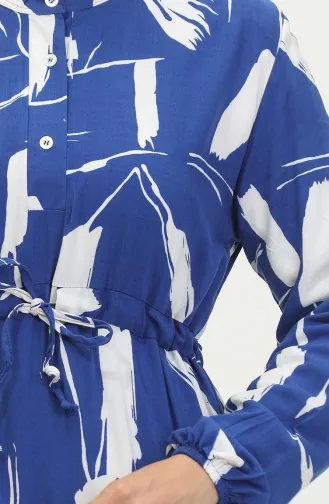 Viscose Brush Pattern Gathered Dress 81869-01 Saks Blue 81869-01