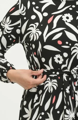 Bürümcük Kleid Mit Palmenmuster 5023-01 Schwarz 5023-01