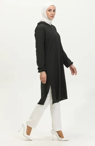 تونيك عربي بغطاء للرأس 1692-03 لون أسود 1692-03