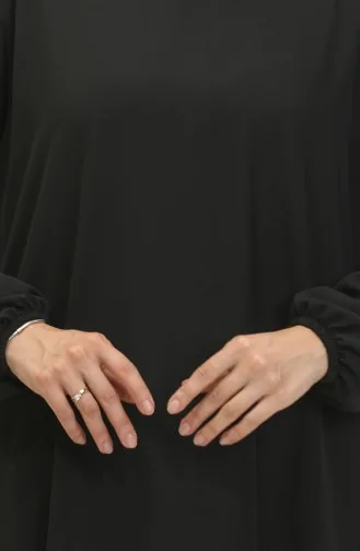 تونيك عربي بغطاء للرأس 1692-03 لون أسود 1692-03