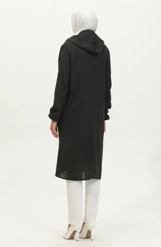 تونيك عربي بغطاء للرأس 1692-03 لون أسود 1692-03