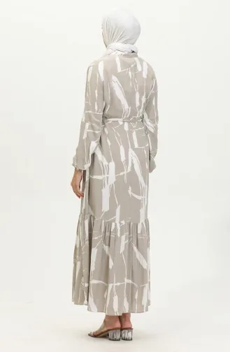 Viscose Brush Pattern Gathered Dress 81869-02 Mink 81869-02