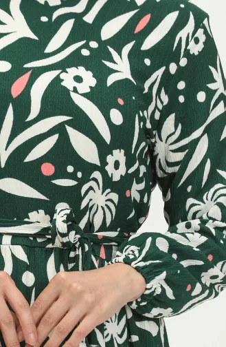 Bürümcük Palm Tree Pattern Dress 5023-02 Green 5023-02