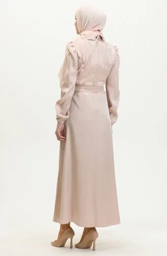 فستان كتان لامع 81857-03 بيج 81857-03