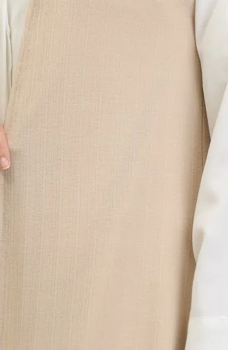 Plain Flowy Long Vest 8726-02 Beige 8726-02