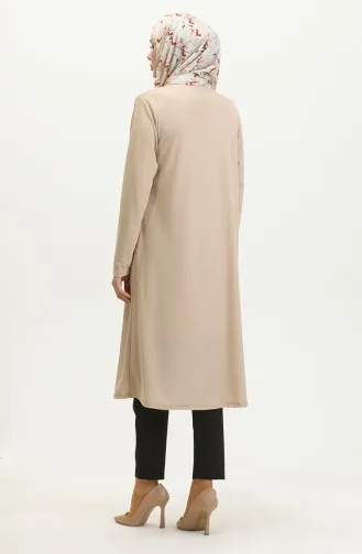 كارديجان طويل بتصميم سادة 8727-02 لون بيج 8727-02