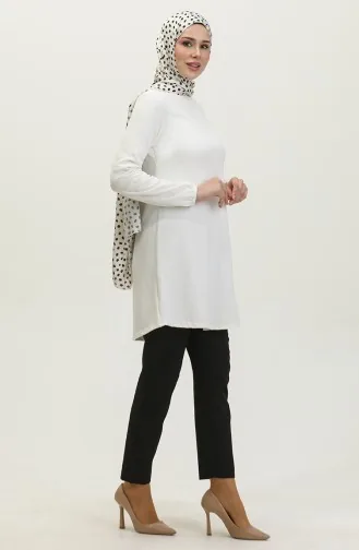 Seasonal Plain Jacquard Tunic 8725-01 white 8725-01