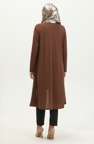 Plain Flowy Long Cardigan 8727-05 Brown 8727-05