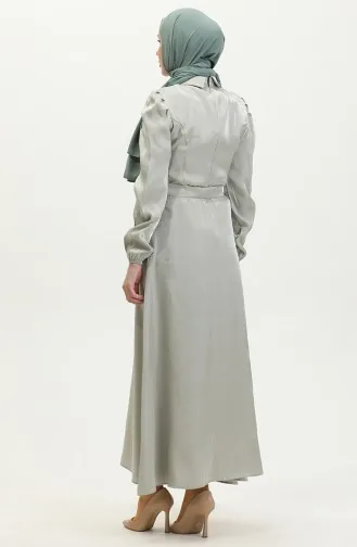 فستان كتان لامع 81857-06 أخضر مينت 81857-06